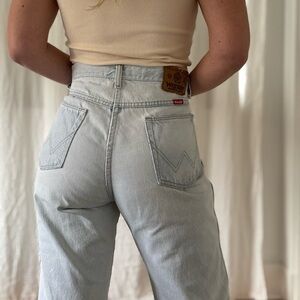 Dreamiest light wash vintage Wrangler jeans straight leg summer jeans made in US